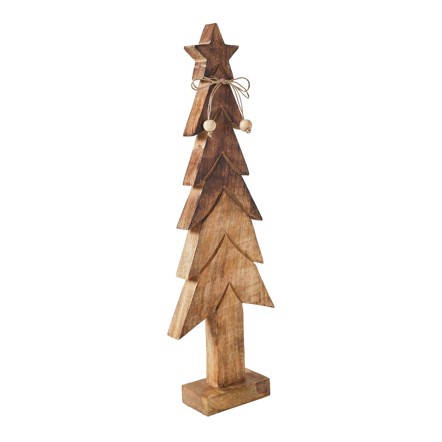 Christmas Tree Wooden Two Toned Brown Natural Figurine 19.75x6.5x2.25