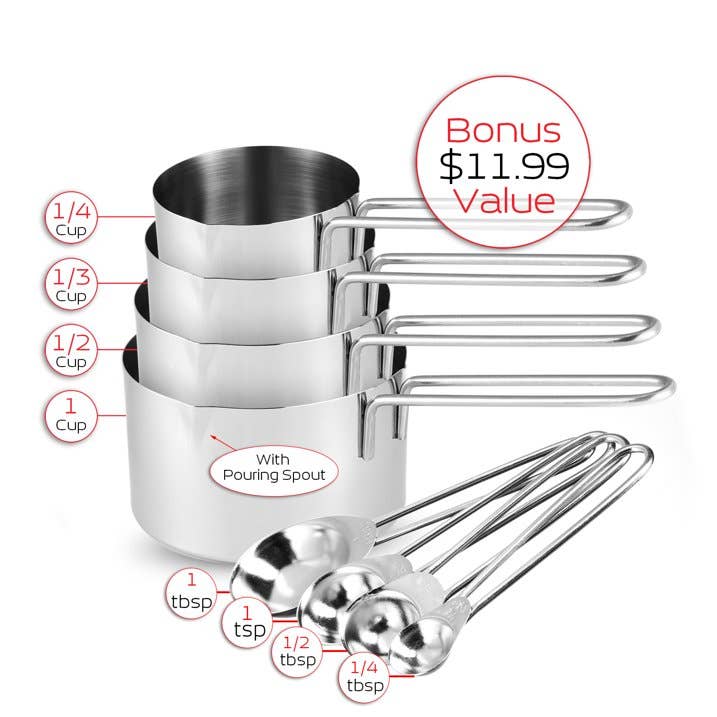 Premium Stainless Steel 6pc Mixing Bowls/Measuring Cups: Mixing Bowls