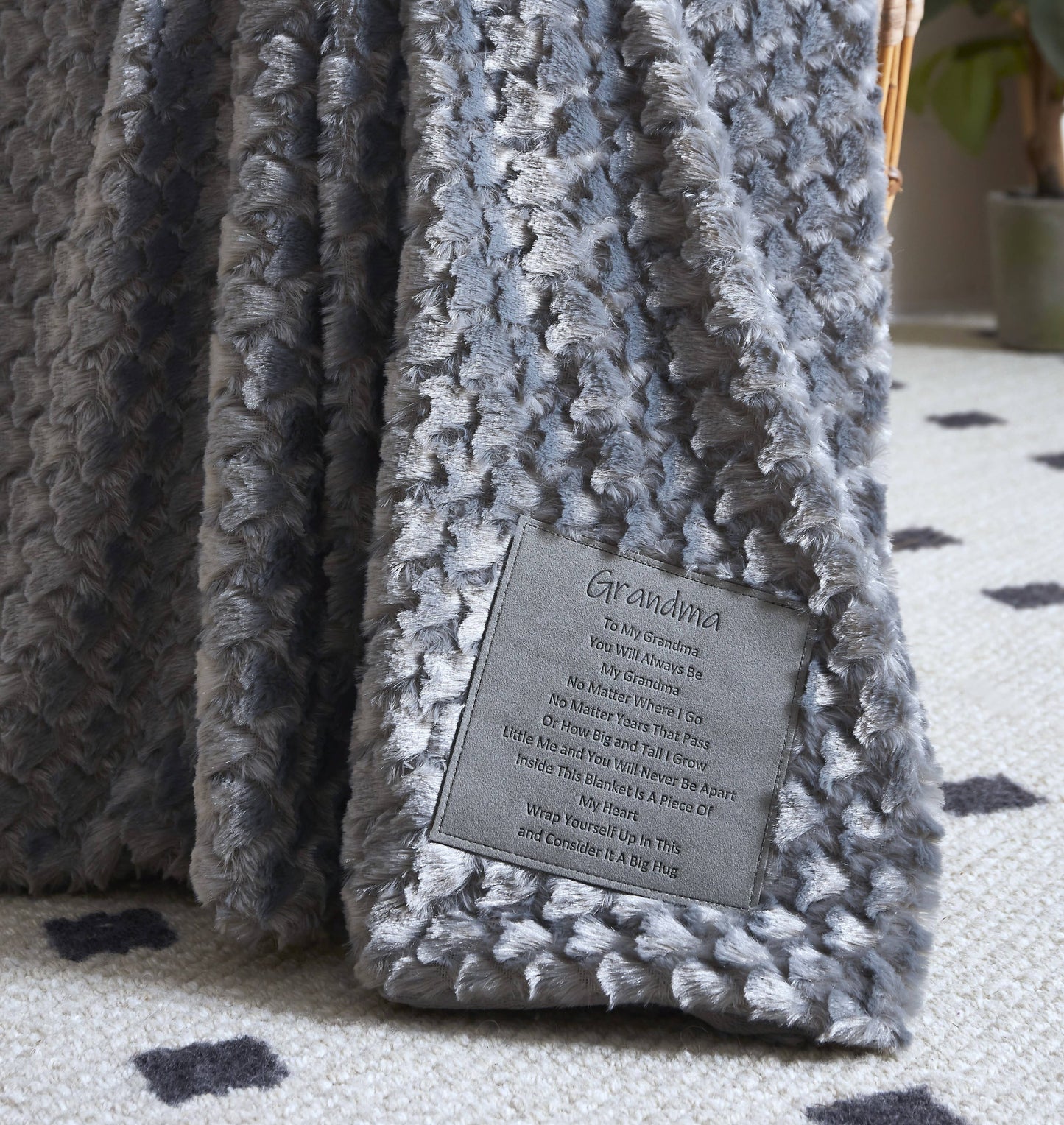 "To My Grandma" 1-Ply Faux Fur Patch Throw 50"x60"