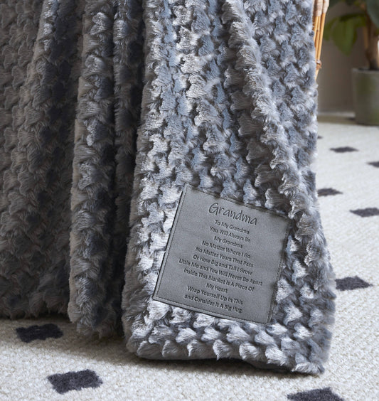 "To My Grandma" 1-Ply Faux Fur Patch Throw 50"x60"