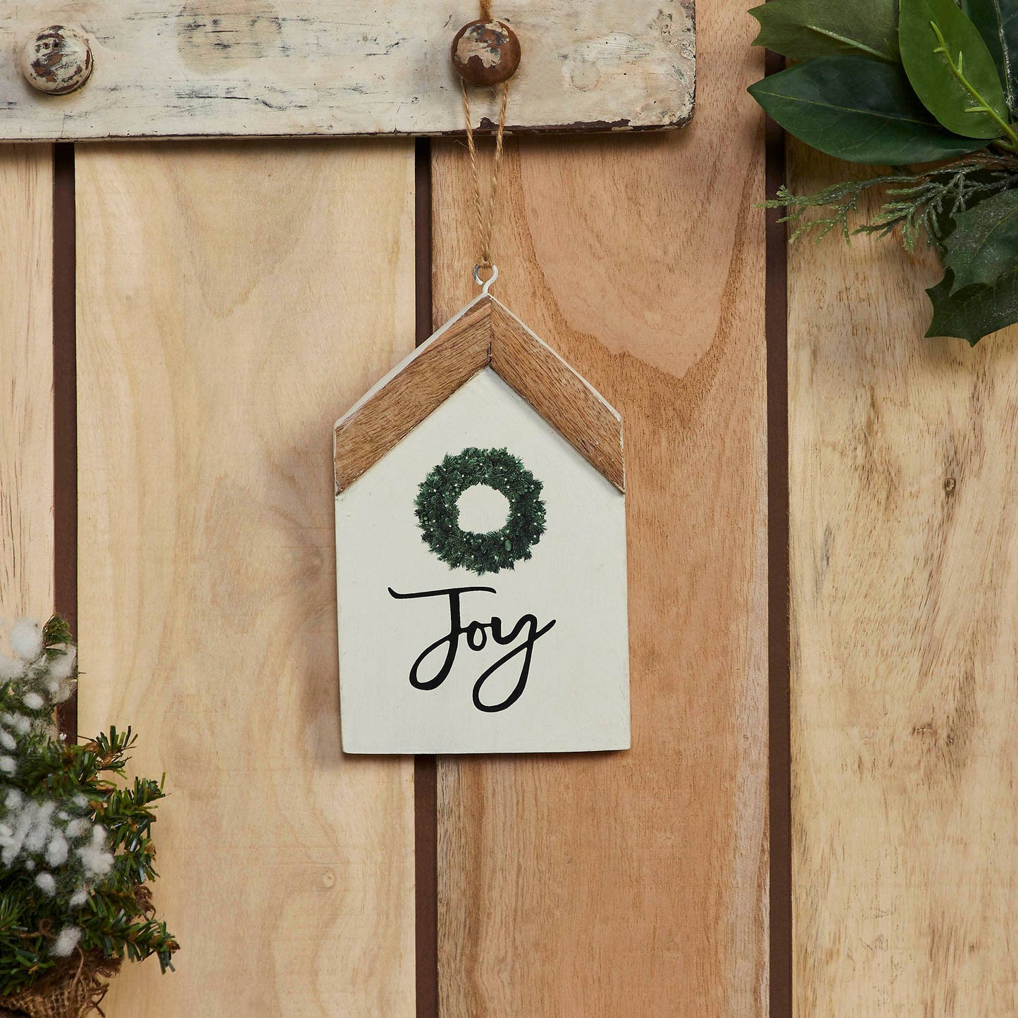 Joy Wreath Hanging Ornament 7x4x0.5