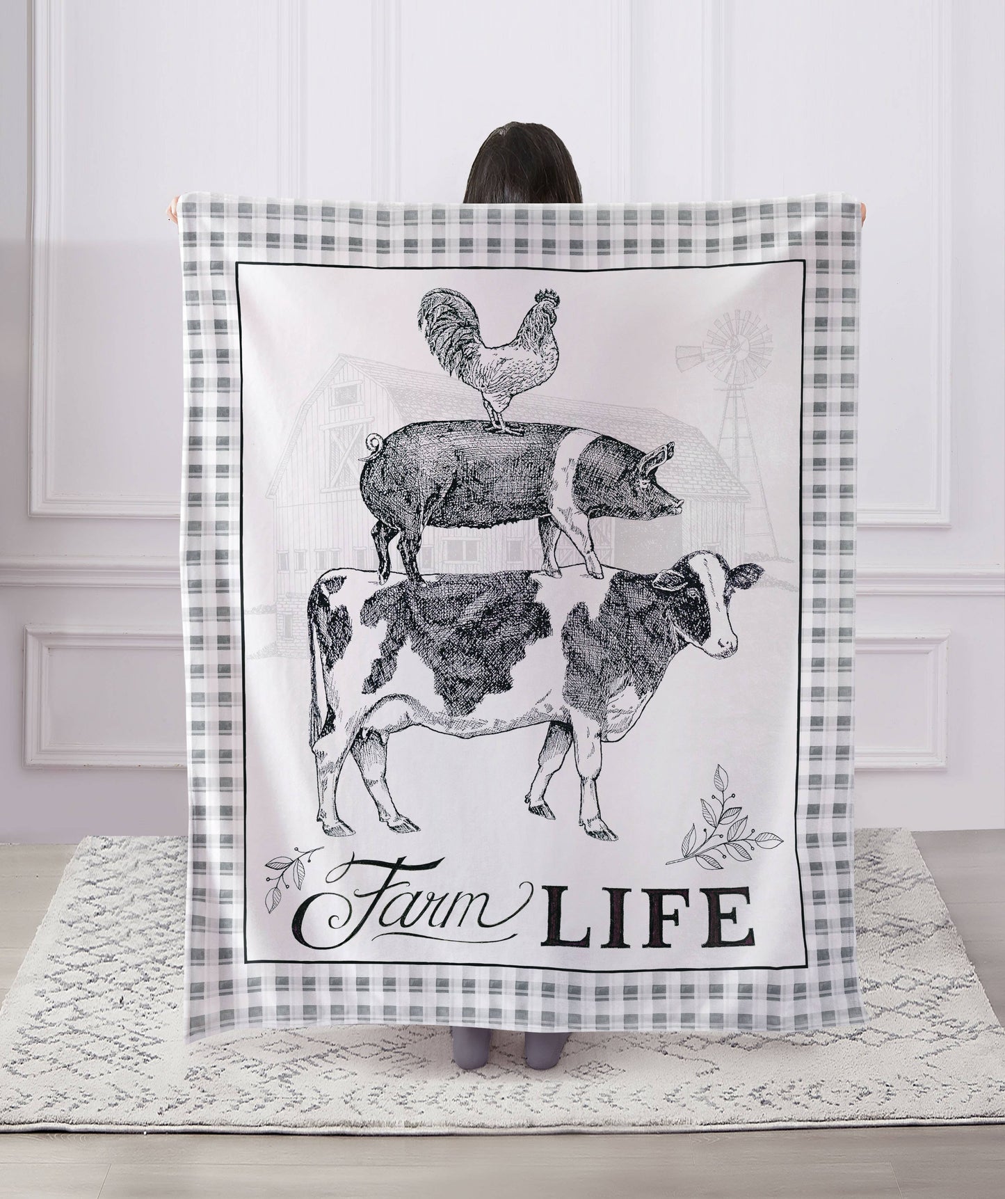 "Farm Lives"  1-Ply Faux Fur Everyday Designer Blanket