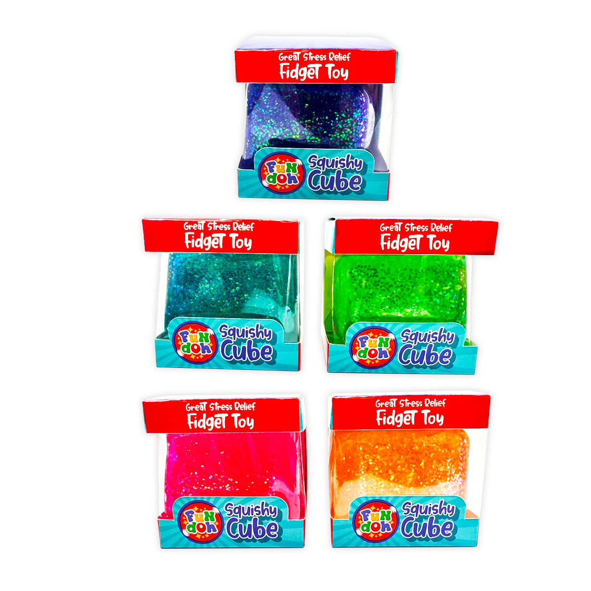 SO MUCH FUN! FUN DOH SQUISHY CUBE 12 PIECE DISPLAY