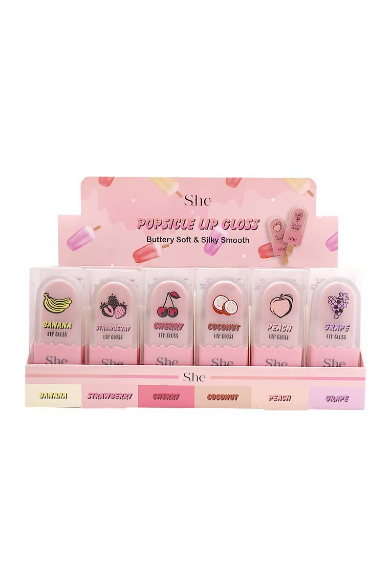 Makeup She LP1034 Popsicle Lip Gloss - 24 pcs