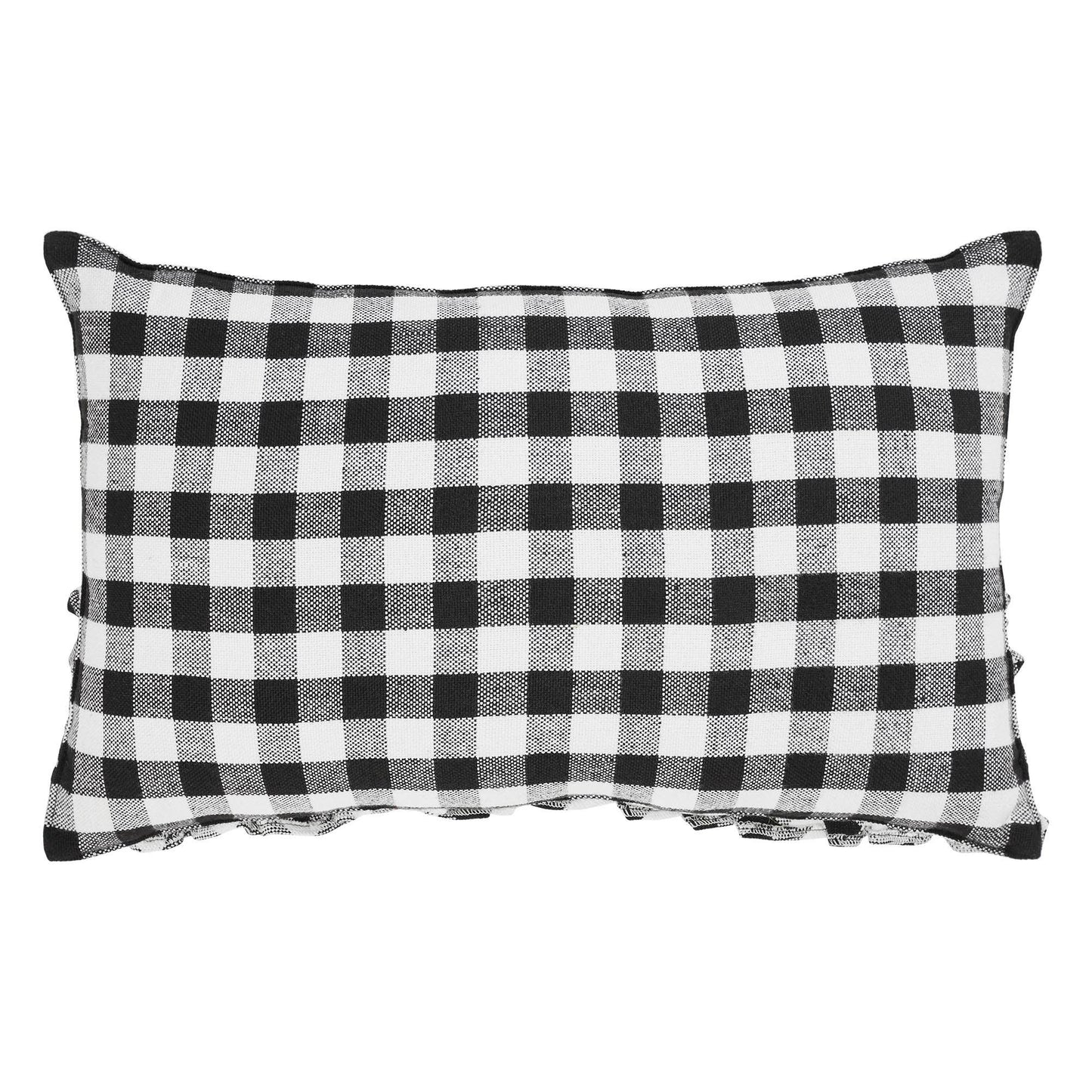 Annie Black Check Home Pumpkin Ruffle Pillow 14x22