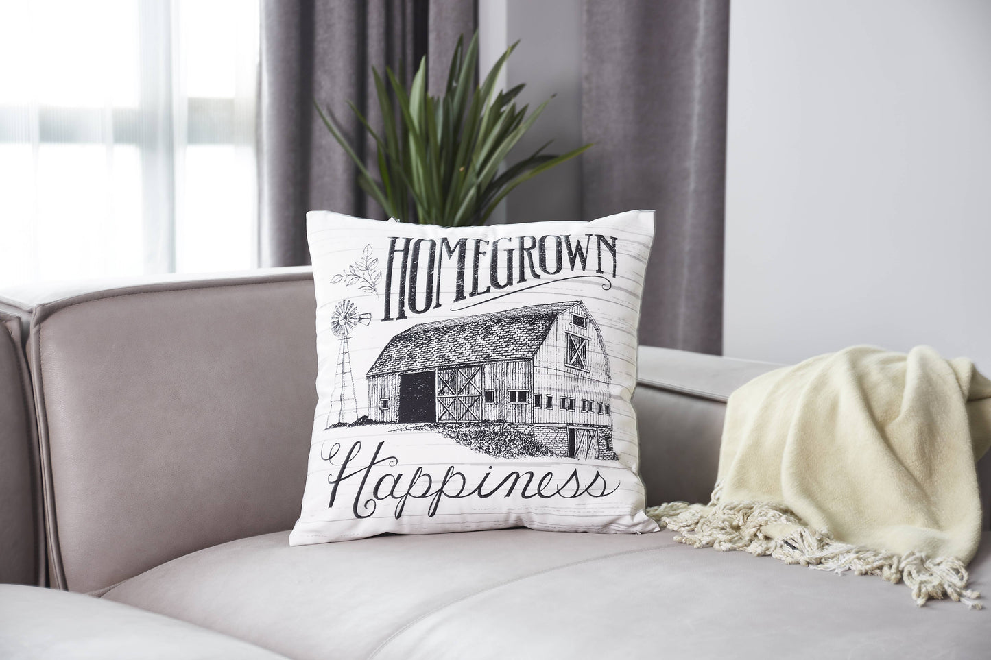 "Homegrown Happiness Barn" Accent Pillow