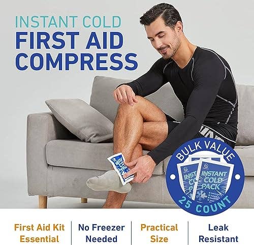 Instant Ice Cold Pack (6” x 4.5”) - 25 Packs Disposable