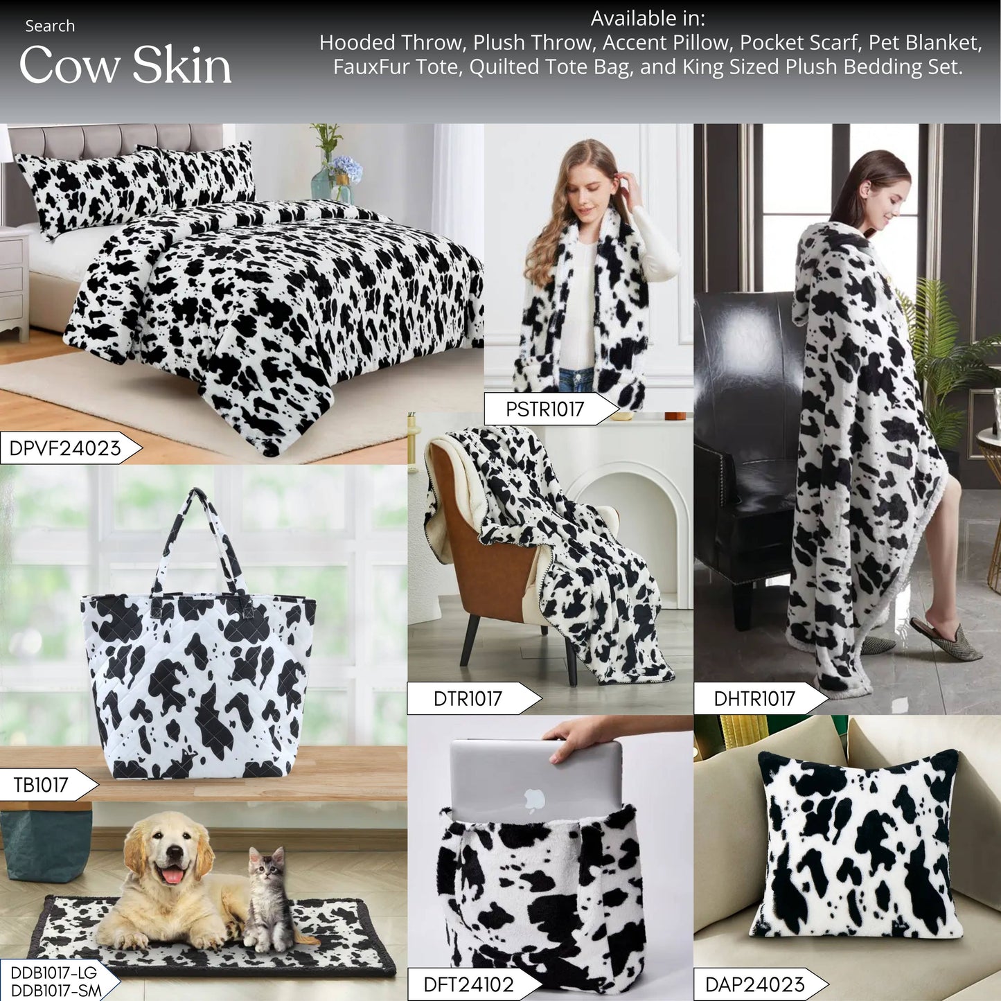 "Cow Skin" Faux Fur Plush Throw Blanket - 50"x70"