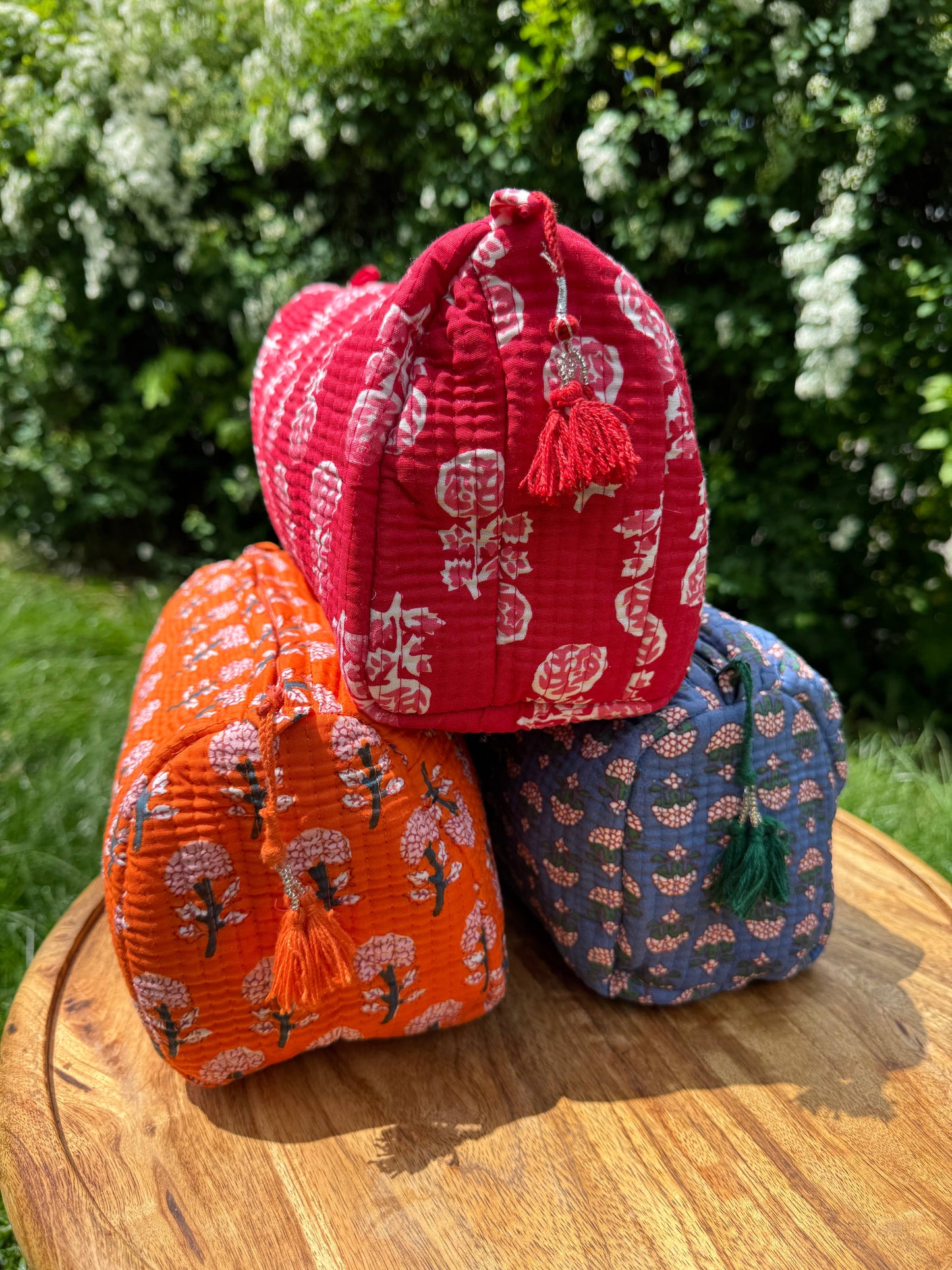 Quilted Cosmetic Pouch Set of 3