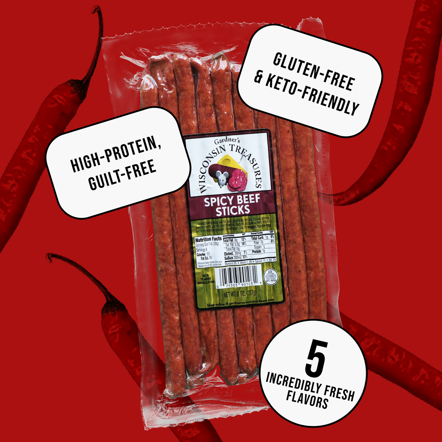 Spicy Beef Snack Sticks