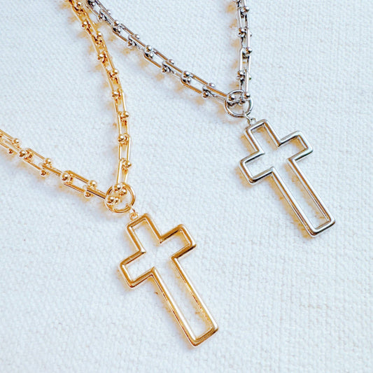 Stylish Cross Pendant U Chain Necklace