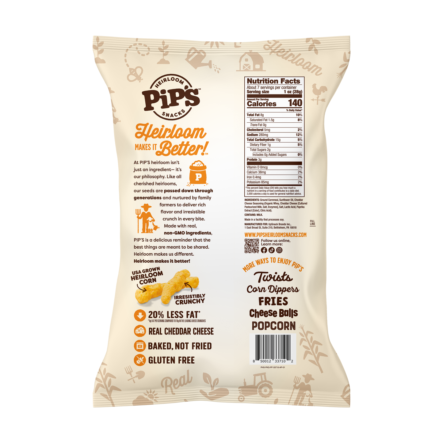 Cheddar Crunchies, 7.0oz (12 Bags in 1 Case)