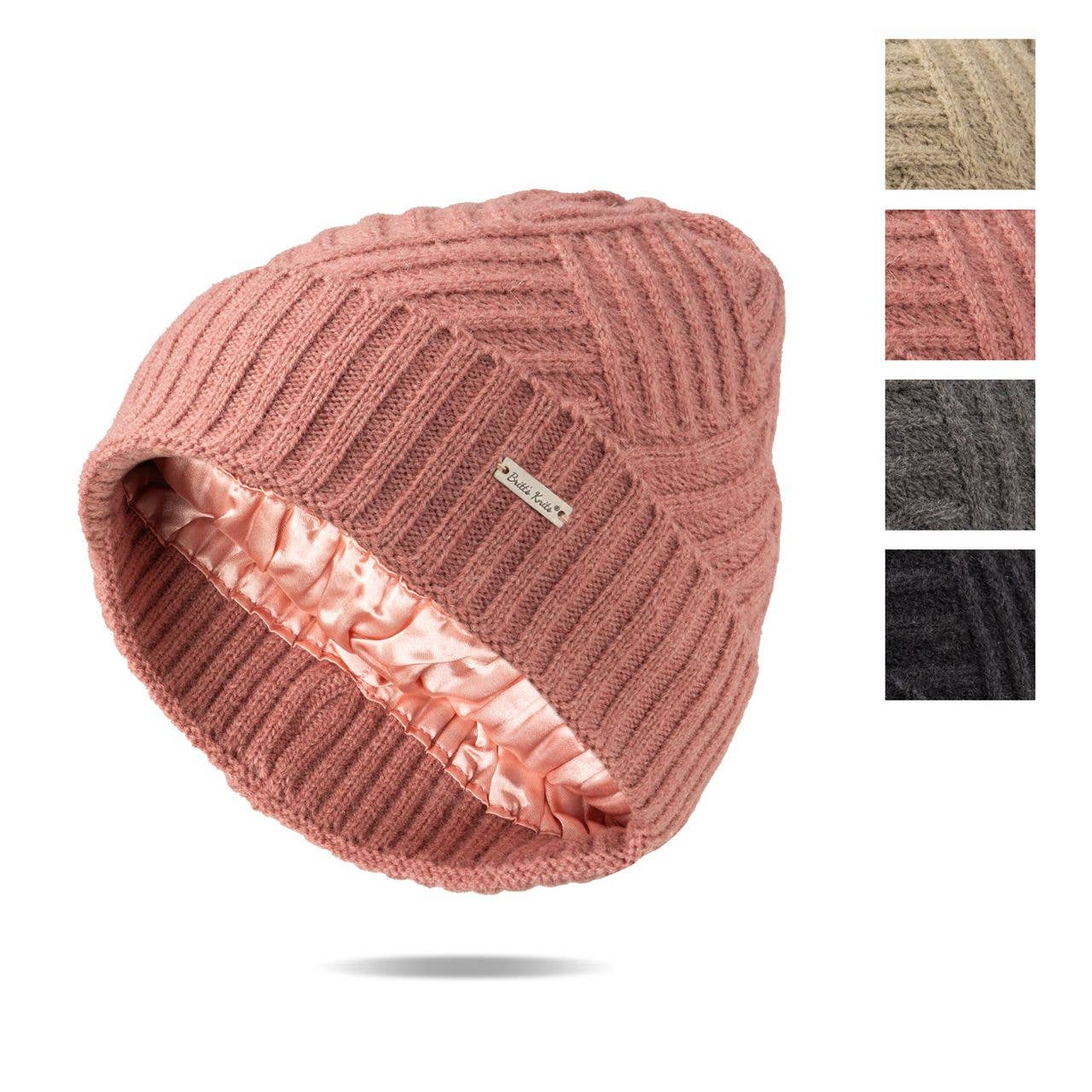 Britt’s Knits Satin Lined Beanie Open Stock: Sand