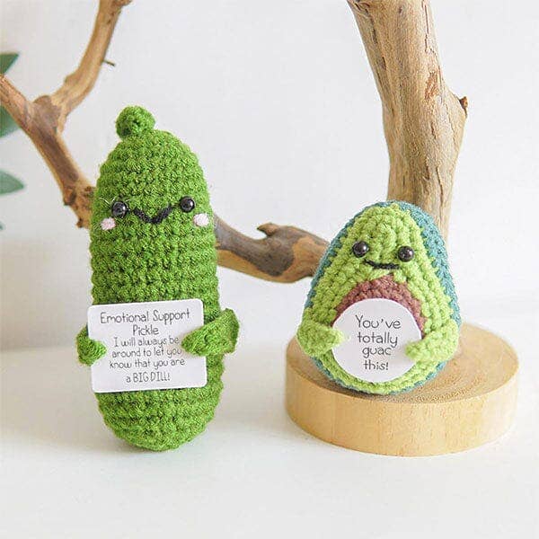 CalmiMates Mini Emotional Support Crochet Plush Toy Collection (1pc) Multiple Styles: Emotional Support Pickle