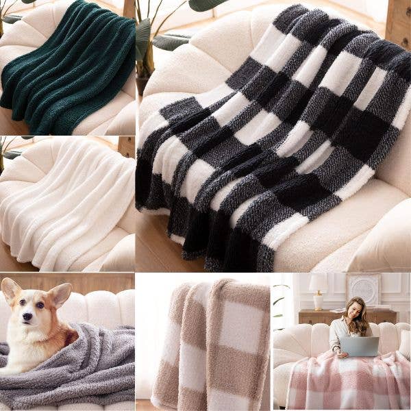 Heavy Weight Bertte Sherpa Throws - Colors Vary - 50"x60"