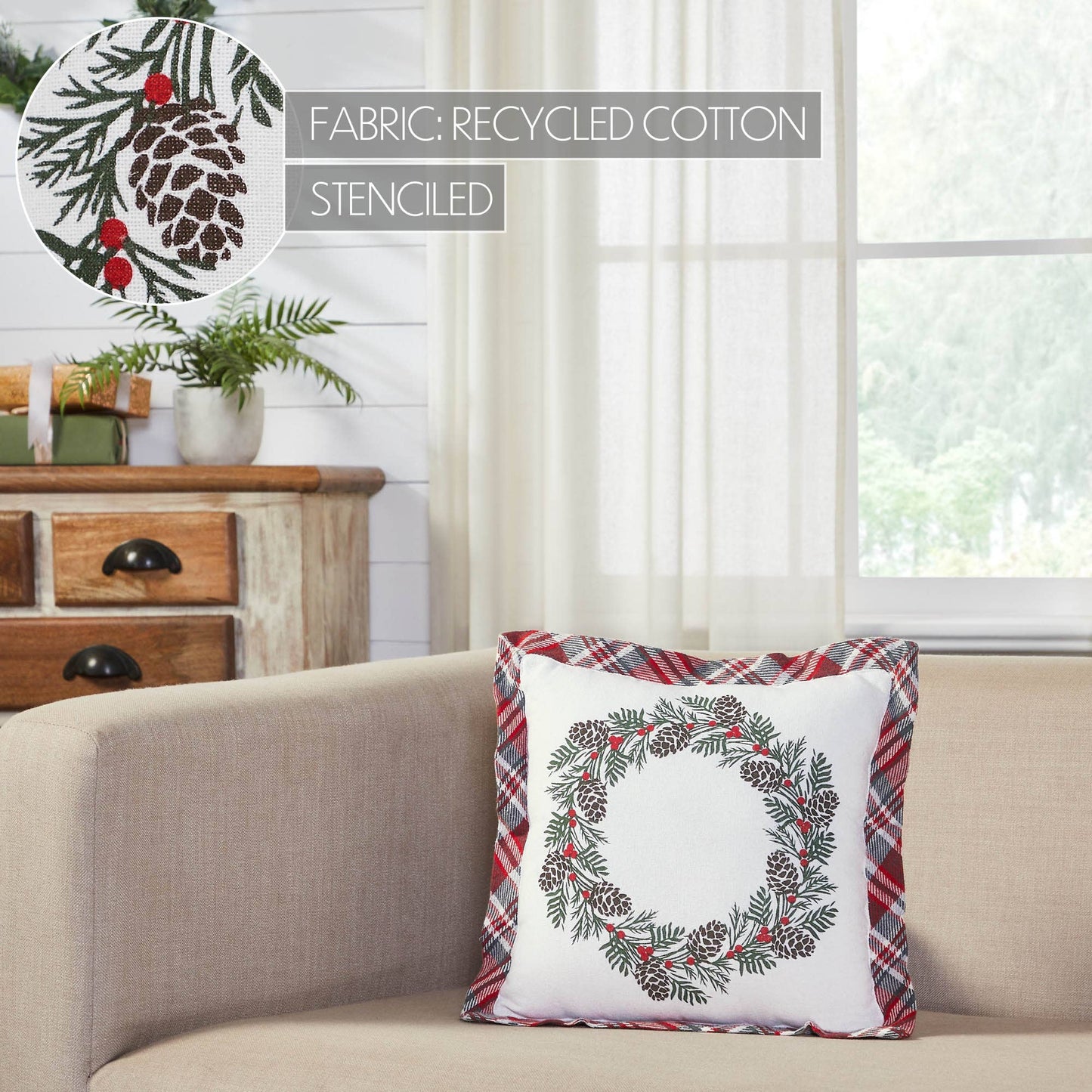 Gregor Plaid Wreath Pillow 12x12