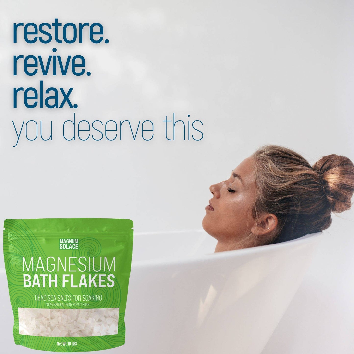 Magnesium Bath Flakes, Dead Sea Bath Salts, Bath Soak