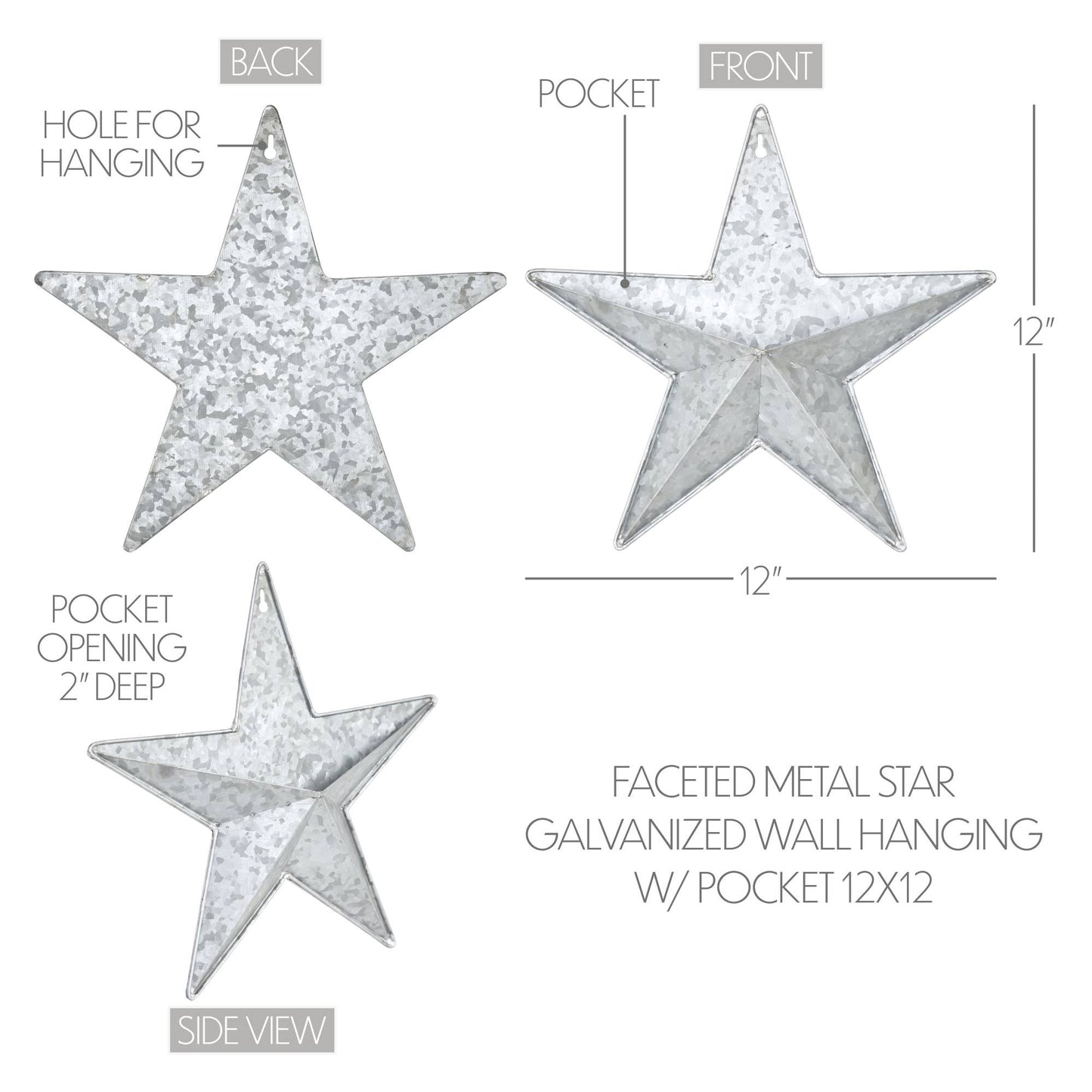 Metal Star Galvanized w/ Pocket 12x12