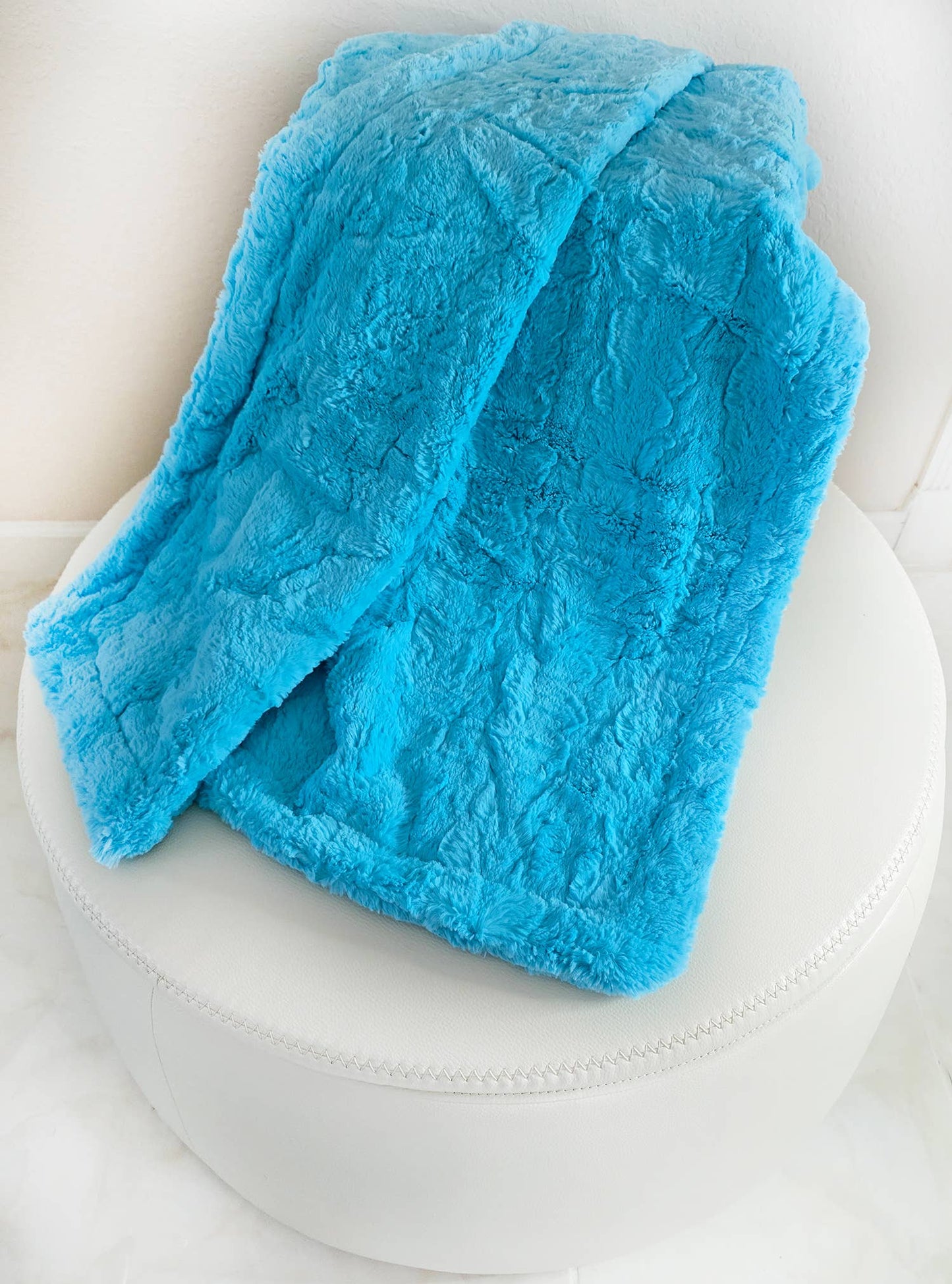 Blue Atoll Full/Queen Size 60 x 72 Minky Faux Fur Blanket