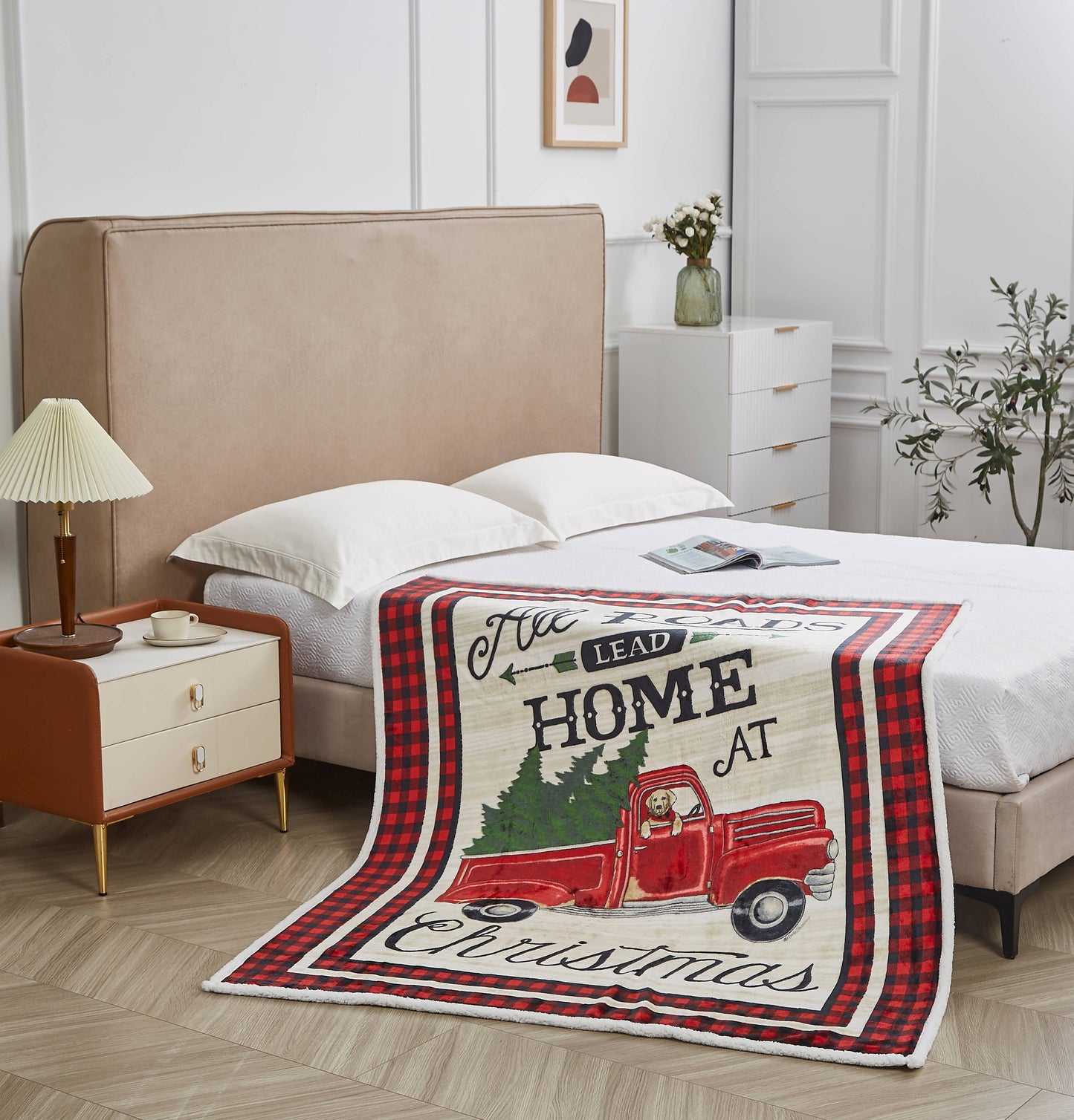 "All Roads Lead Home" Flannel Sherpa Throw Blanket 50"x60"