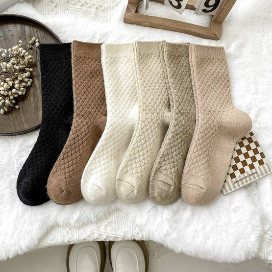 Brown Thick Warm Socks Women Winter Cozy Floor_CWMS02815