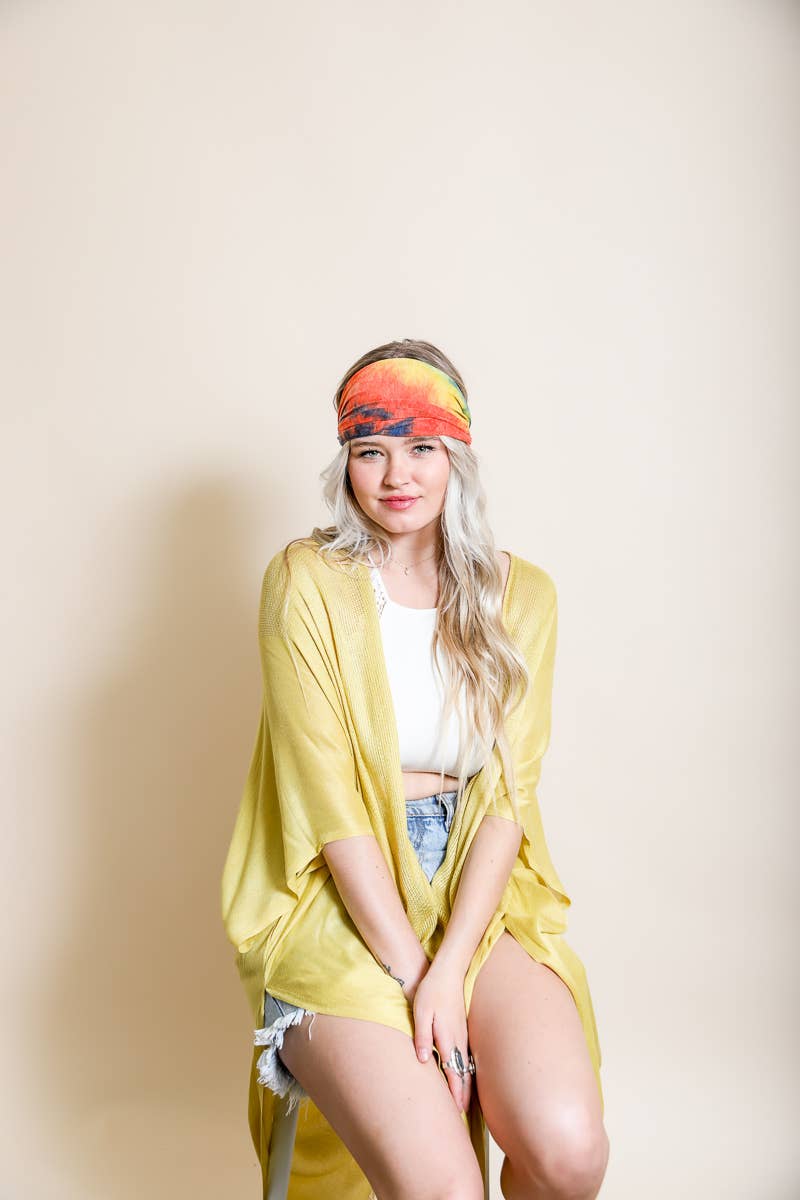 Wide Band Tie Dye Headwrap: Charcoal