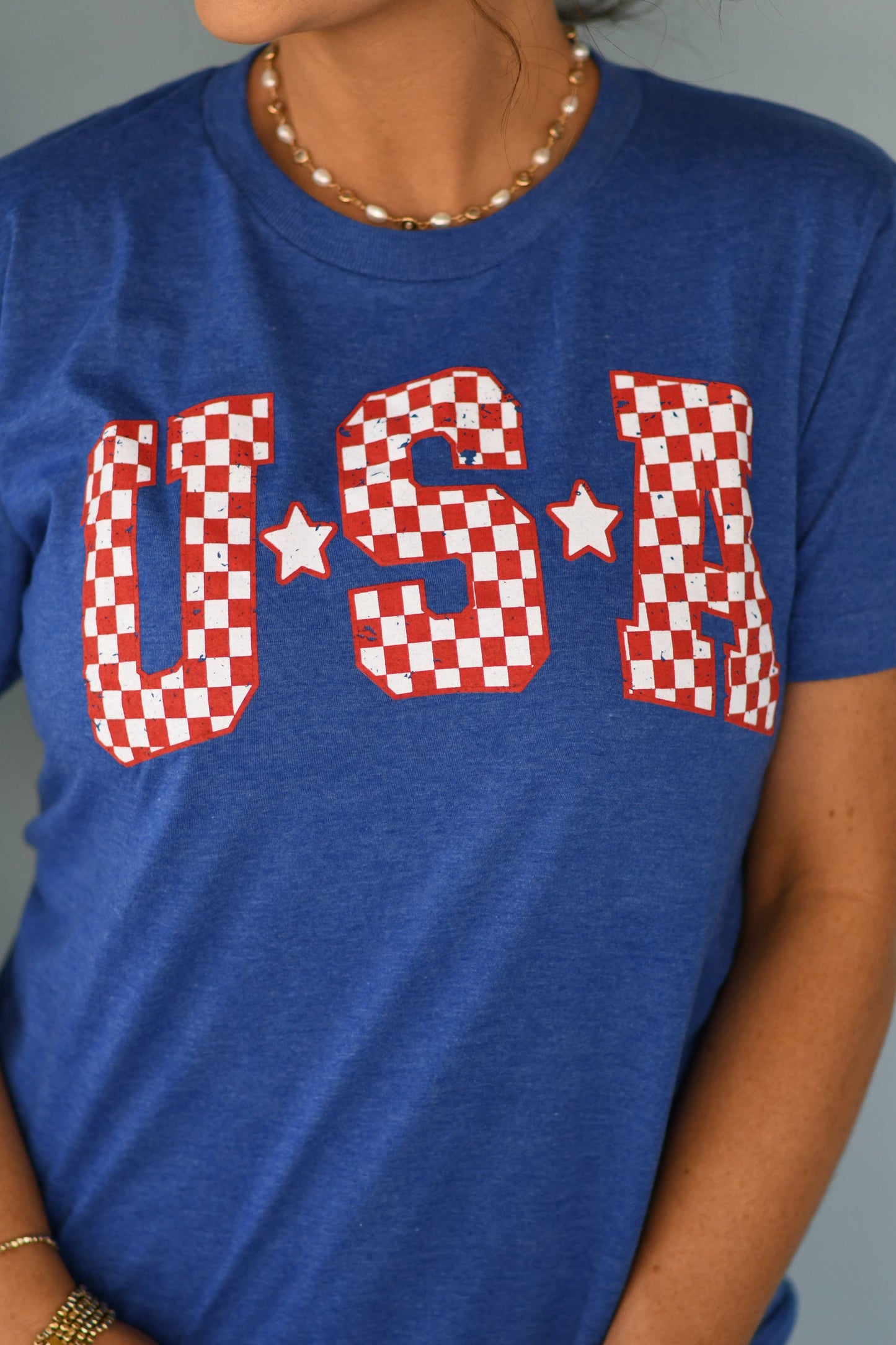 RTS Blue Checkered USA Tee