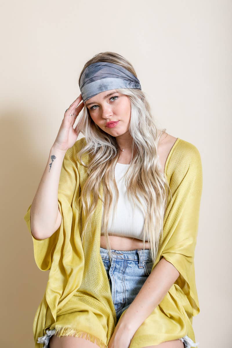 Wide Band Tie Dye Headwrap: Charcoal