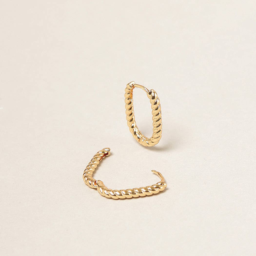 XS-14K Gold Dipped U Shaped Twist Hoop Earrings