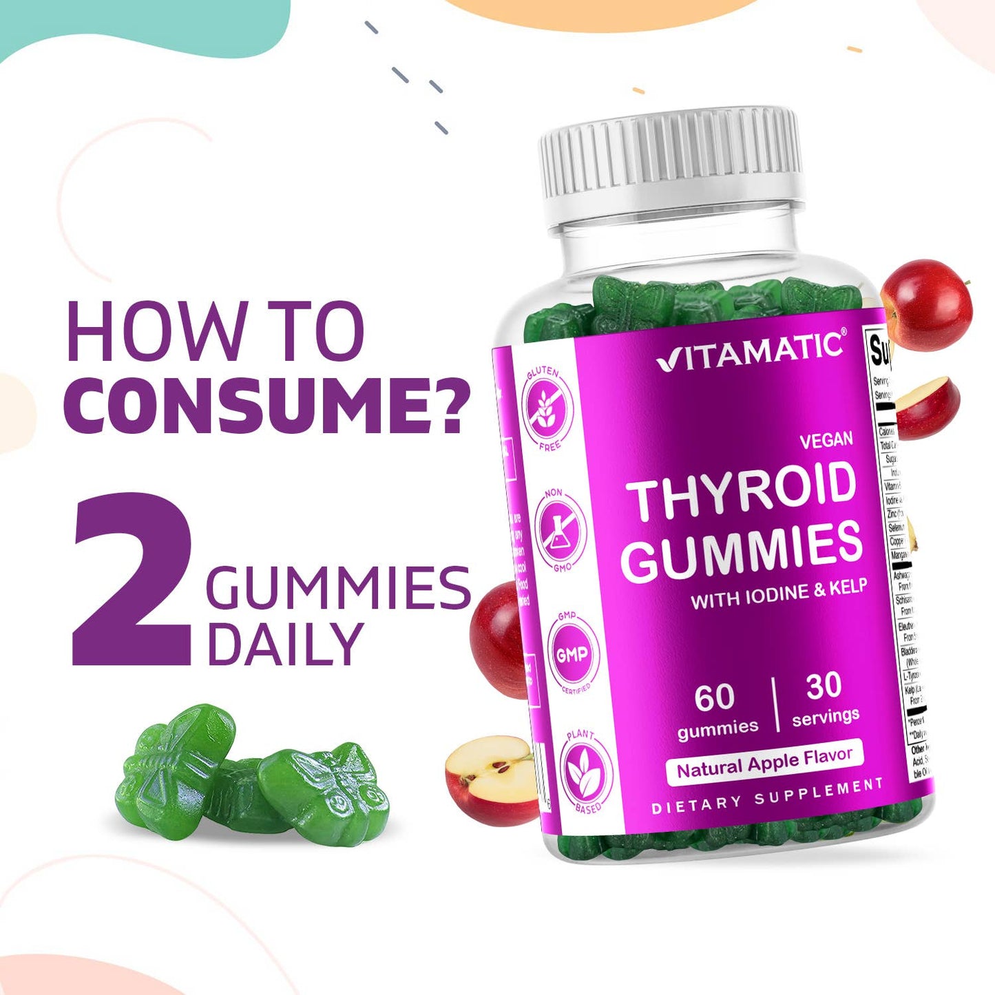 Vitamatic Vegan Thyroid Gummies with Iodine & Kelp