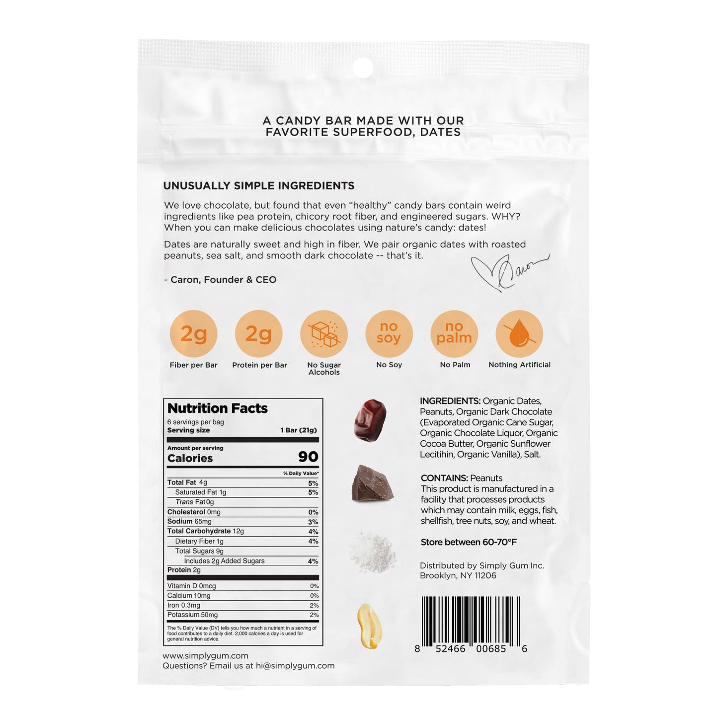 Chocolate Date Bars - Salted Peanut (4.5 oz Bags)