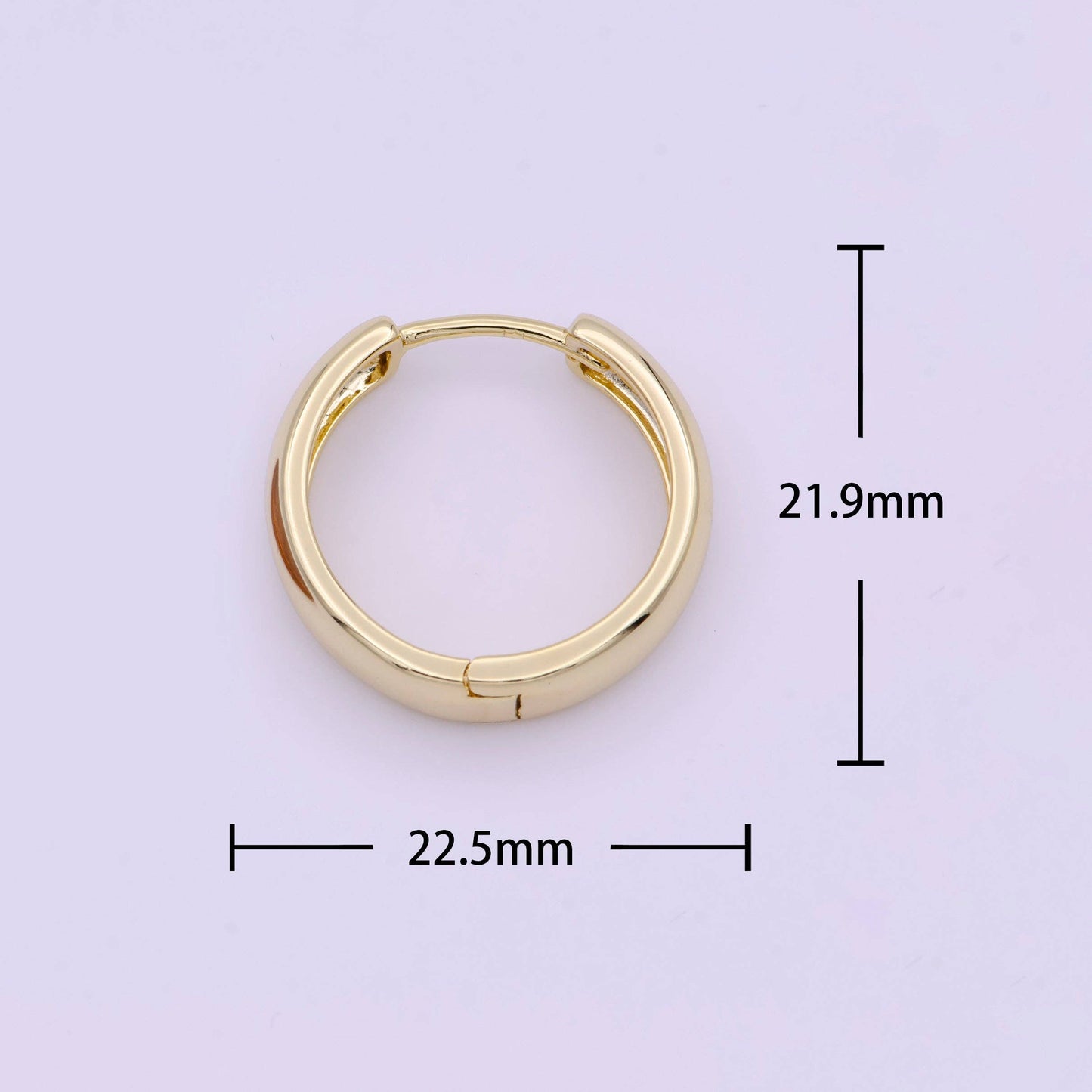 22mm Minimalist Gold Huggie Hoop Earrings | AD167