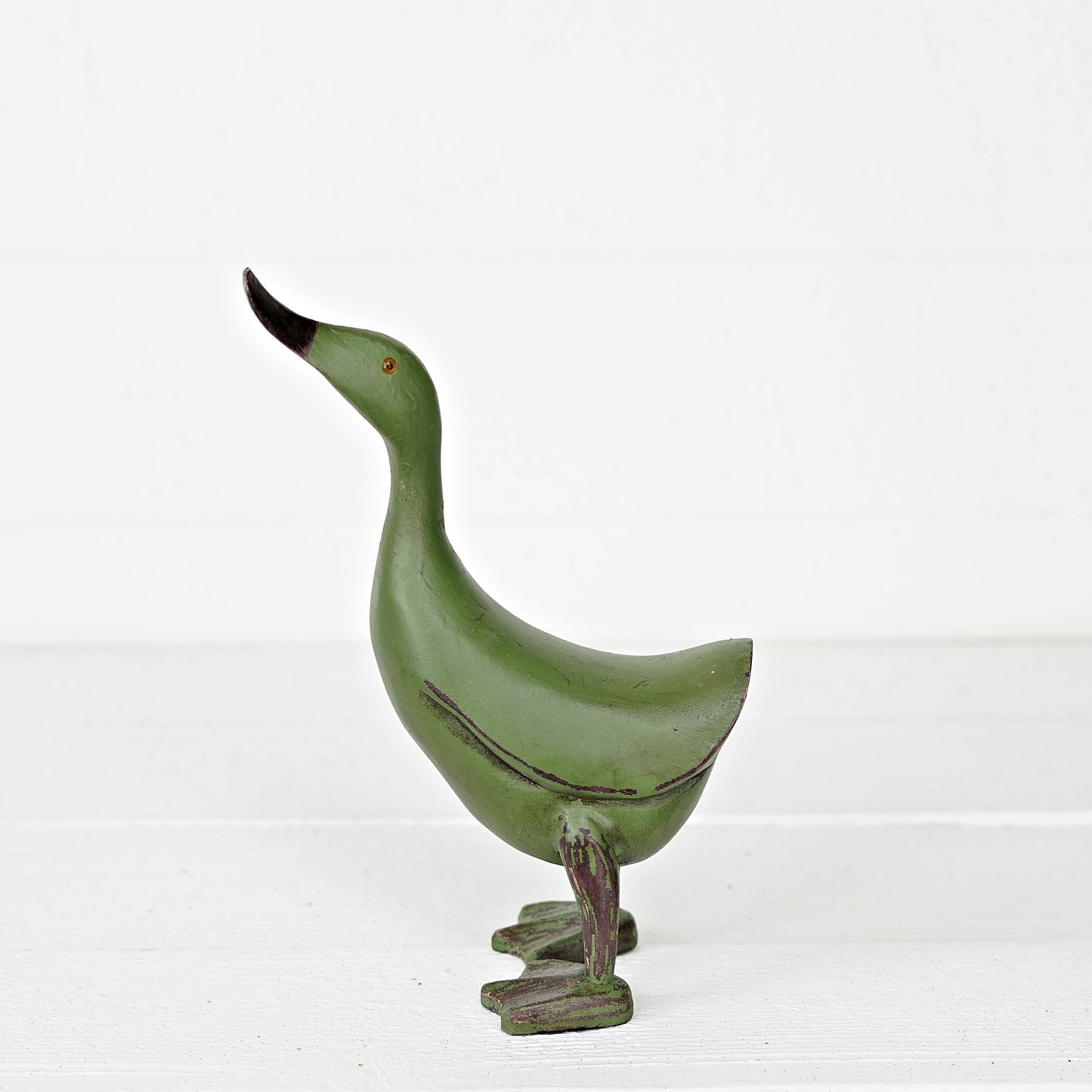 KD017GR- Single wooden duck- Green 12"x4.25"x6.5"