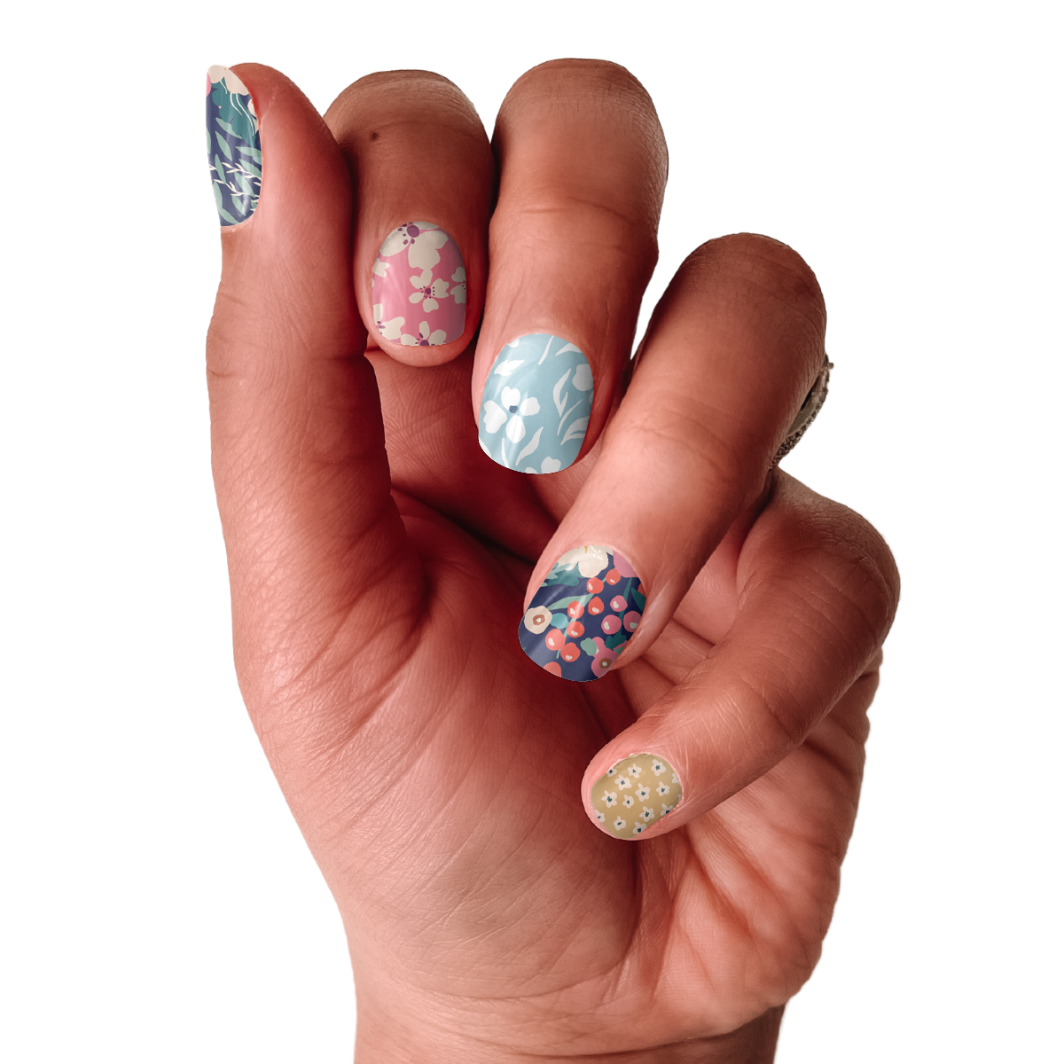 Flower Girl | Trendy Muted Floral Print Nail Wrap Set