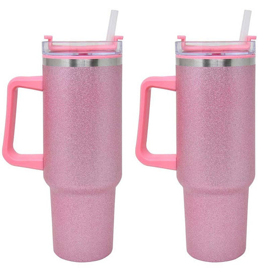 Pink Glitter 40oz Stainless Steel Tumbler