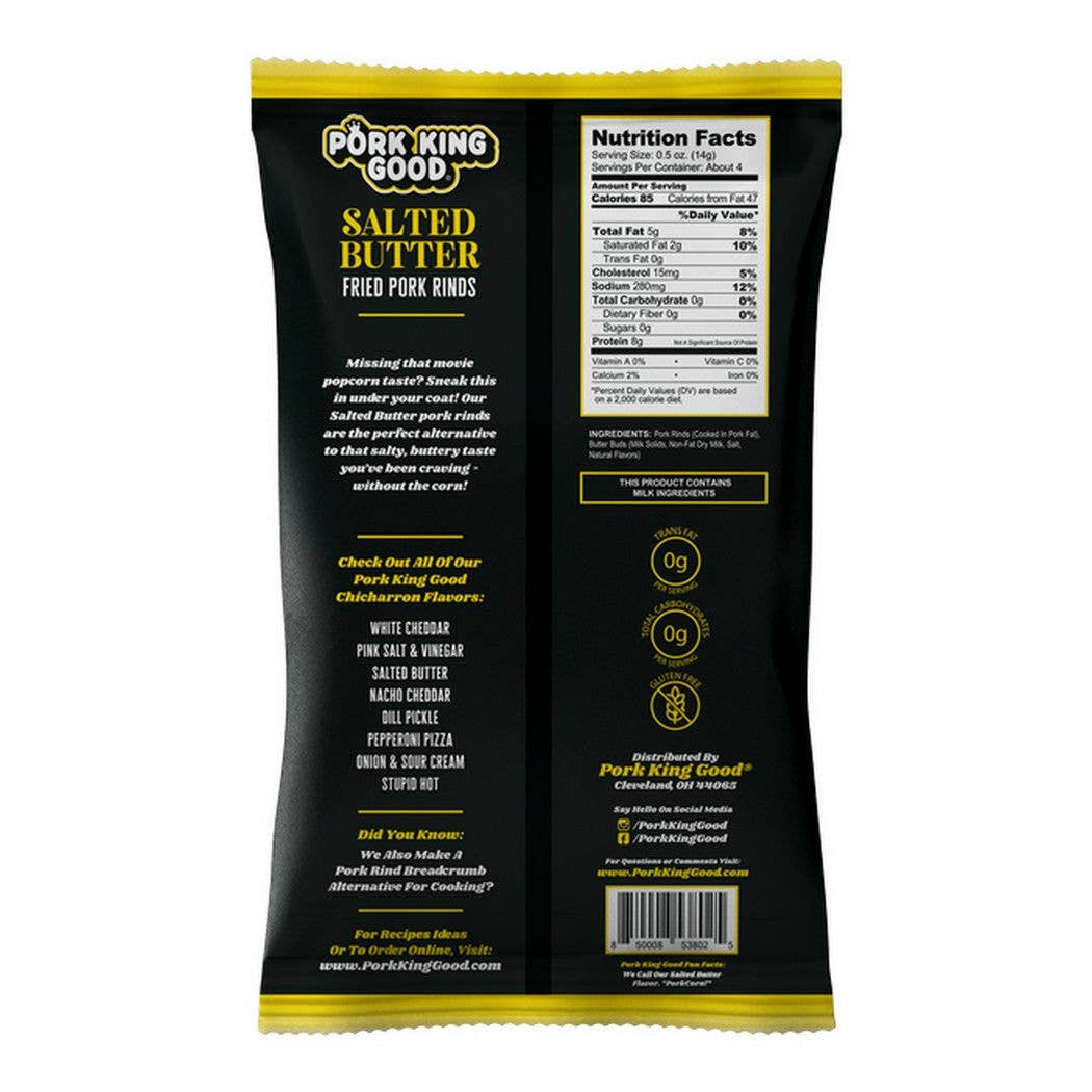 Pork King Good Salted Butter Pork Rinds  1.75oz Bag
