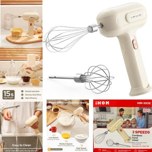 IHom Hand Mixer - #IHM-1001E.G28A7 - 3Speed For Easy Mixing 