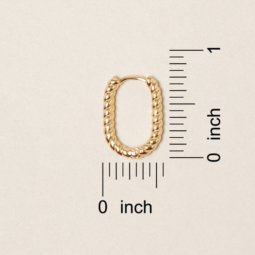 XS-14K Gold Dipped U Shaped Twist Hoop Earrings