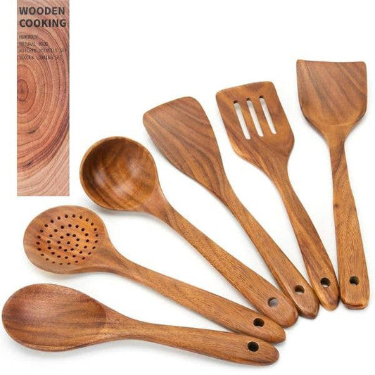 Natural Wood Cooking Set - #GrainBox.XMYYX - 6PC Handmade