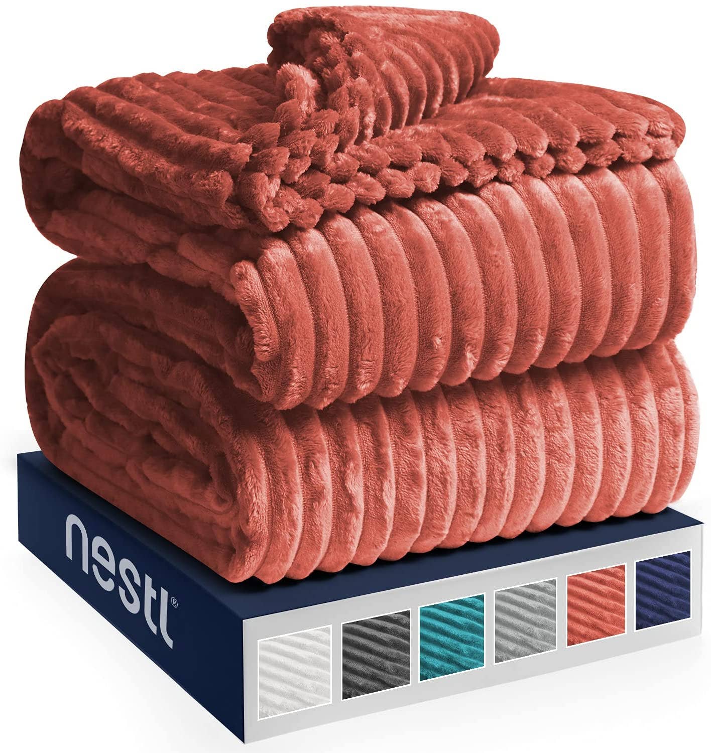 Nestl Cut Plush Fleece Blanket: Misty Rose / Throw 50” x 60”