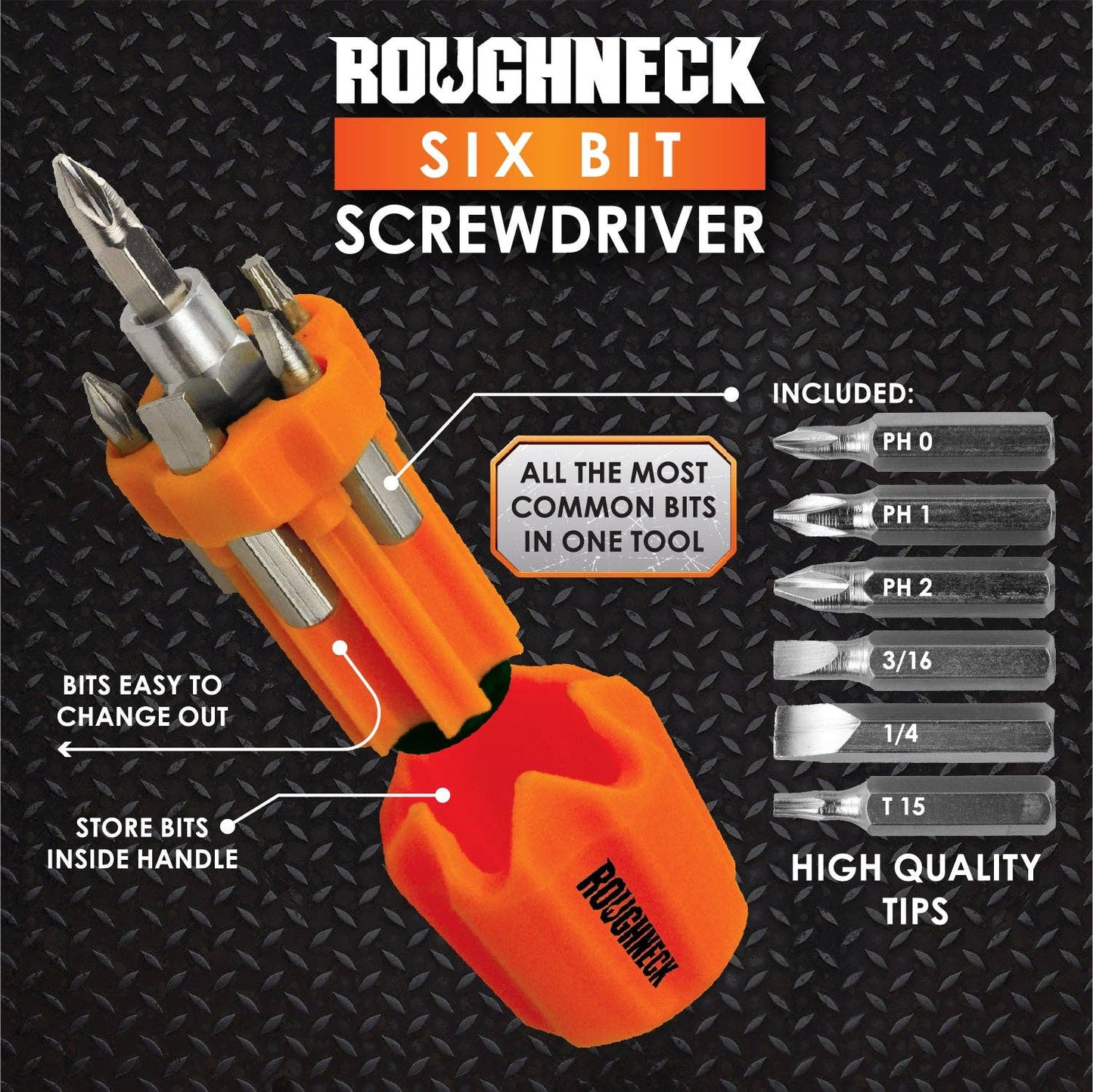 Screwdriver Short Handle with 6 Bits -