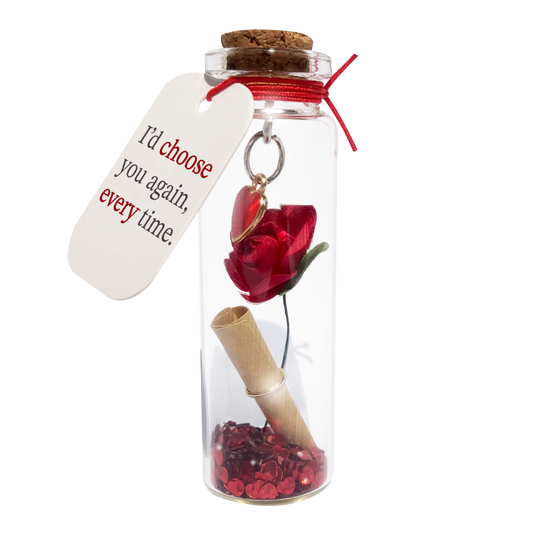 Mini Bottle Rose with Message of Love Gift - 12/Display