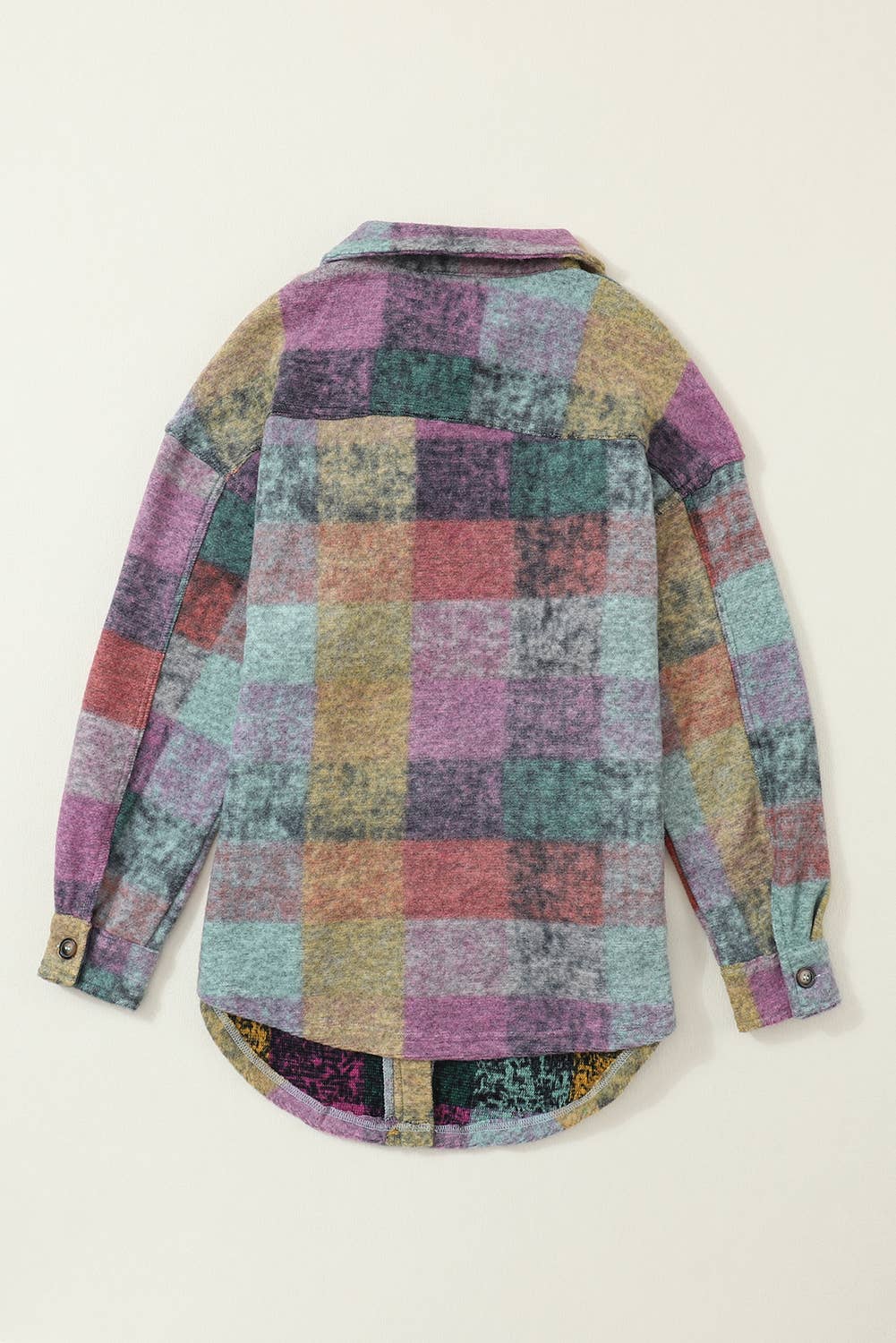 Multicolor Brushed Plaid Pocketed Oversize Shacket (S-XL): Multi-Colored / Missy