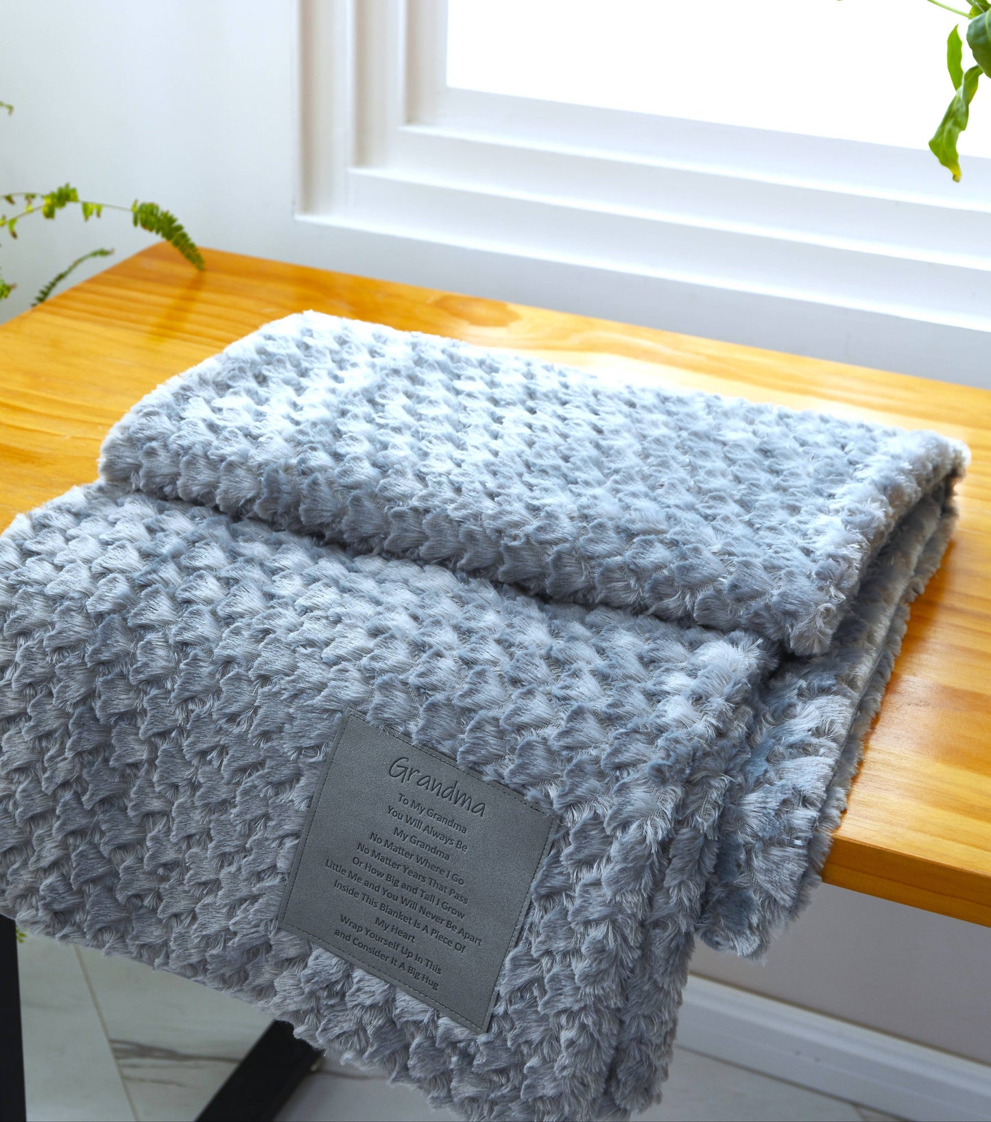 "To My Grandma" 1-Ply Faux Fur Patch Throw 50"x60"