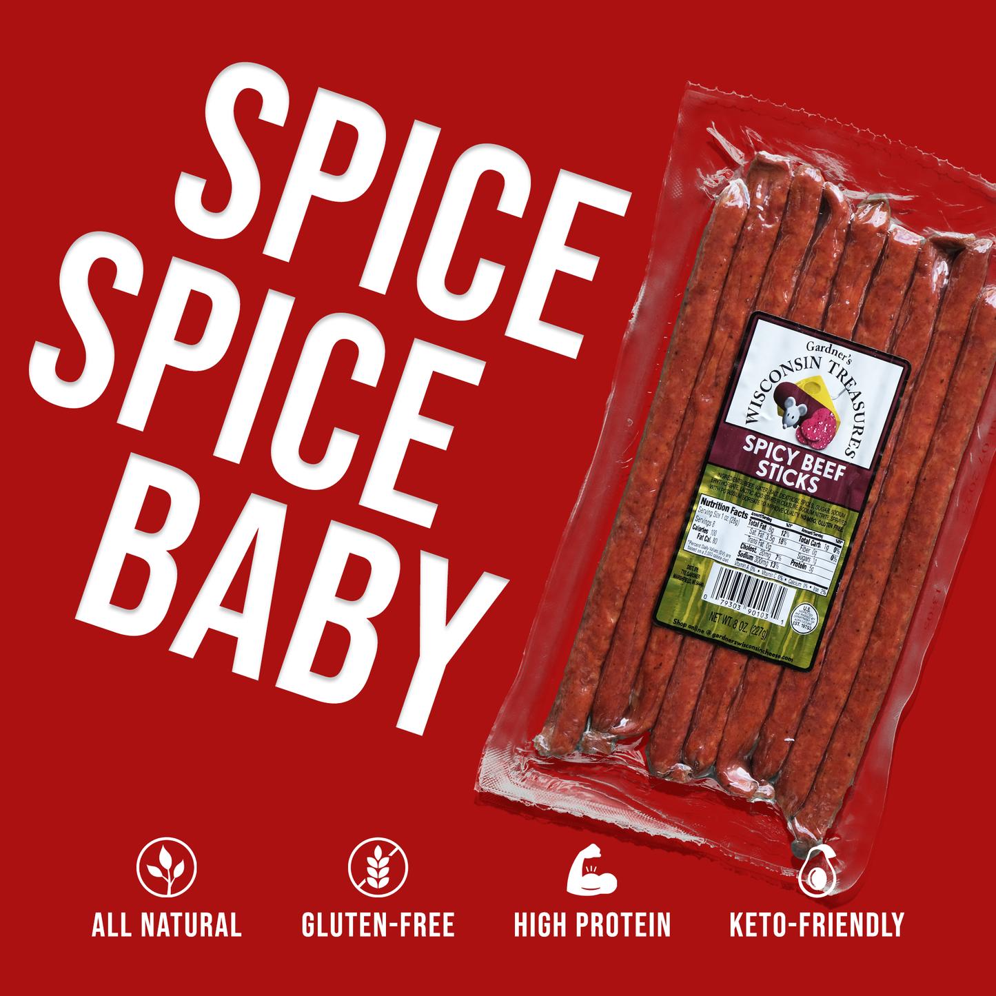 Spicy Beef Snack Sticks