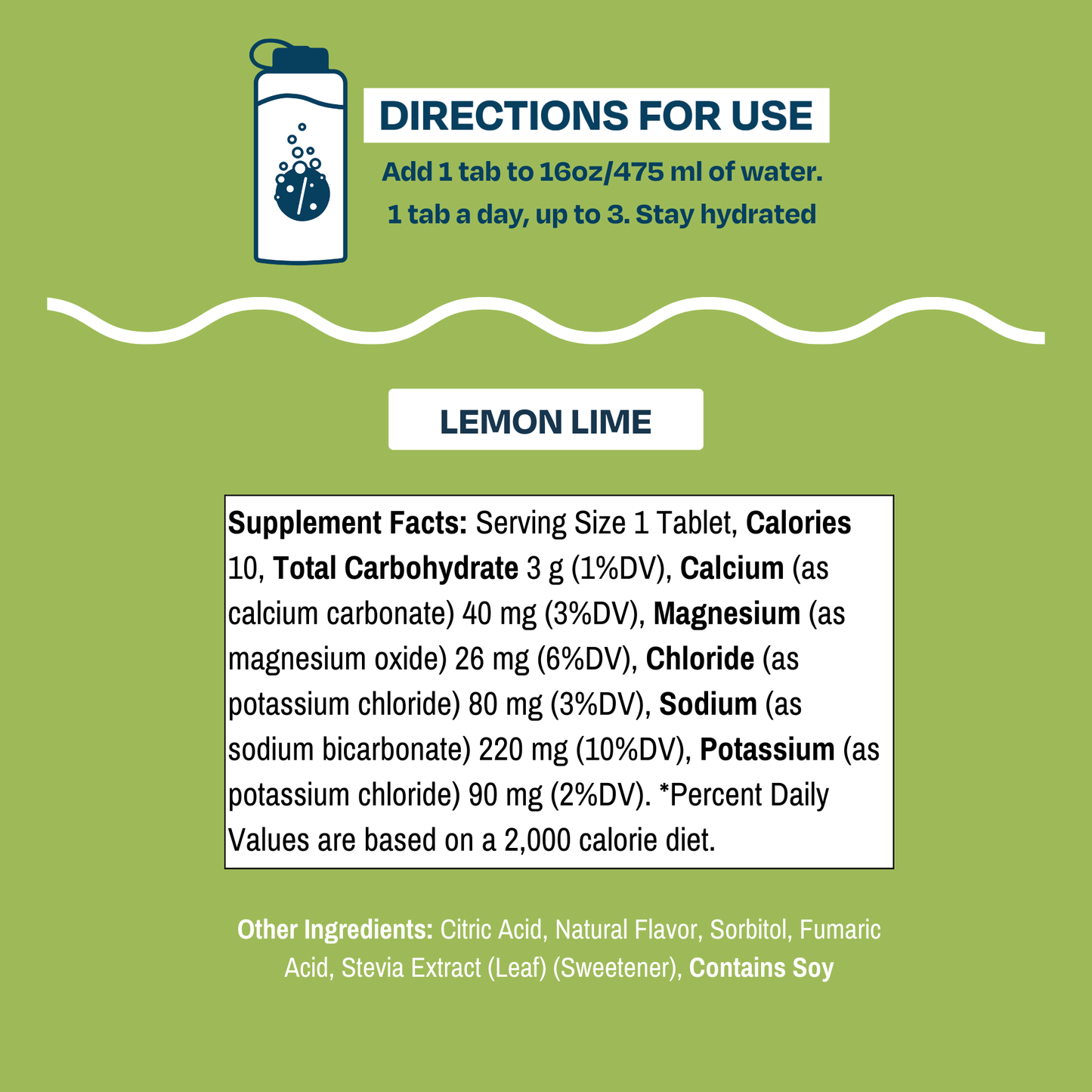 Hydration Tablets: Natural LEMON-LIME Electrolytes +Display
