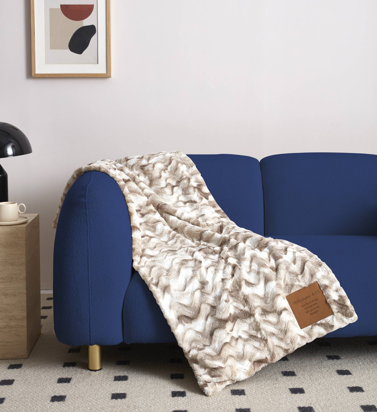 "I Can Do All Things" 1-Ply Faux Fur Patch Throw 50"x60"