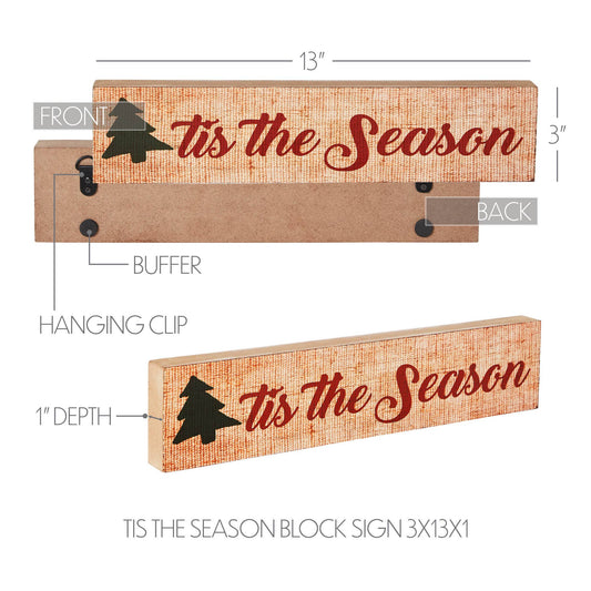 Tis The Season Block Sign 3x13