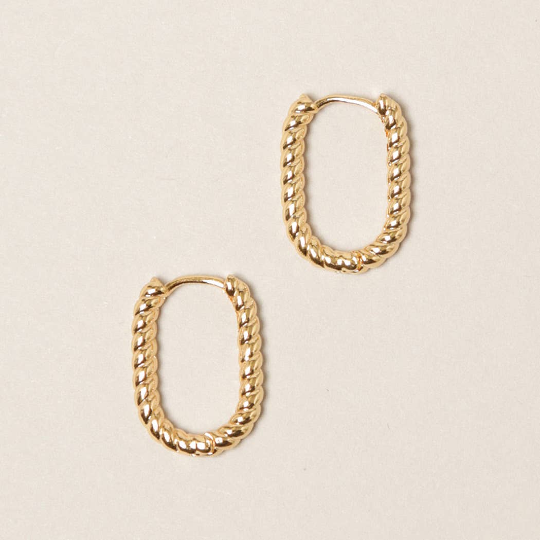 XS-14K Gold Dipped U Shaped Twist Hoop Earrings