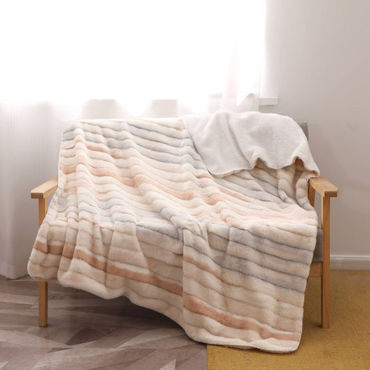 "S'mores" Faux Fur Plush Throw Blanket -50"x70"